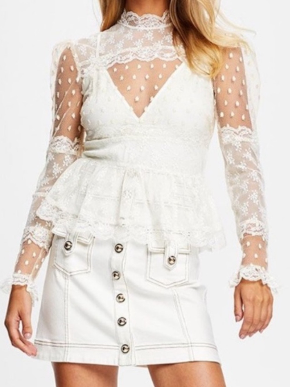 ♥️… Alice McCall White lace Moon Sister Ruffle Victorian Blouse